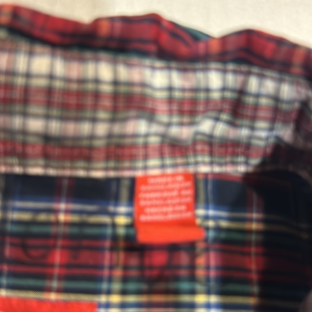 IZOD button up plaid long sleeve lightweight shirt navy red green white yellow - Picture 6 of 8